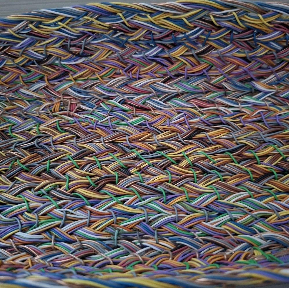 Handwoven Original Multicolor Wire Basket Tray with Handles Boho Basket - Picture 4 of 13